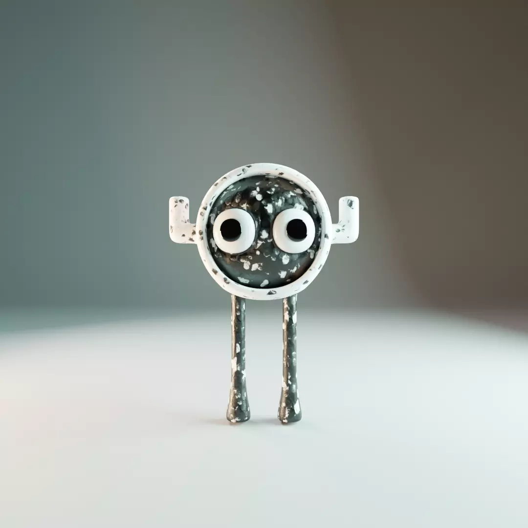 creature in black and white Low-poly 3D model_0