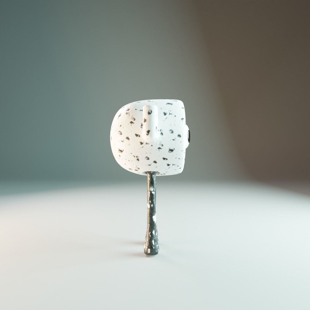 creature in black and white Low-poly 3D model_3