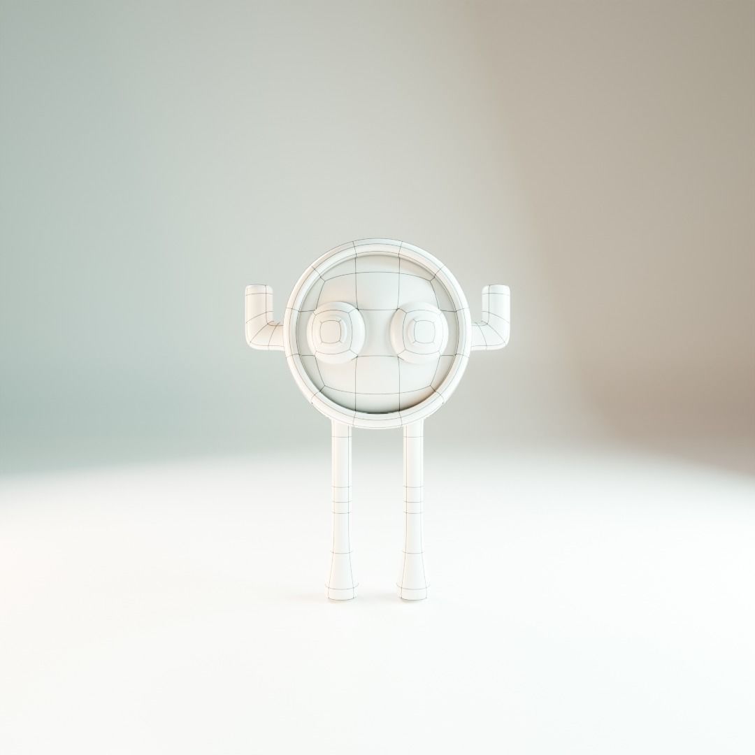 creature in black and white Low-poly 3D model_4