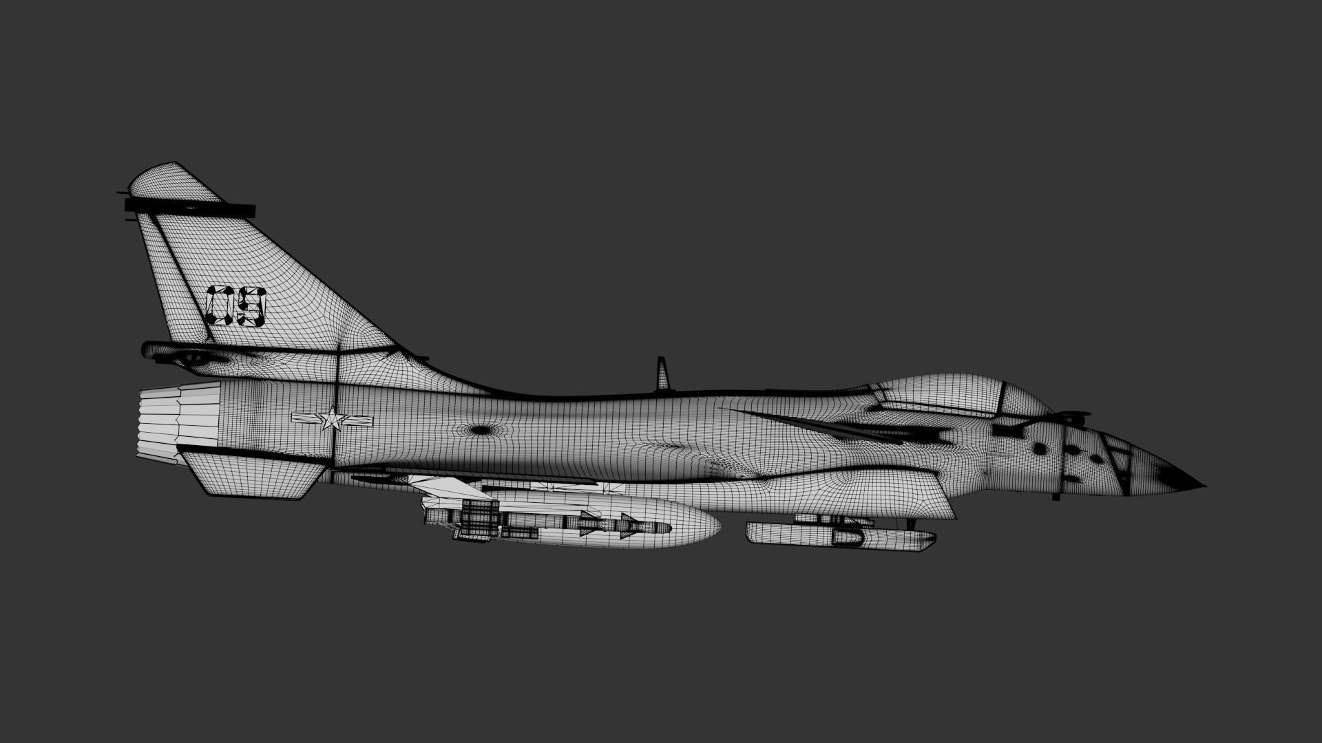 J-10 fighter jet White model Low-poly 3D model_3