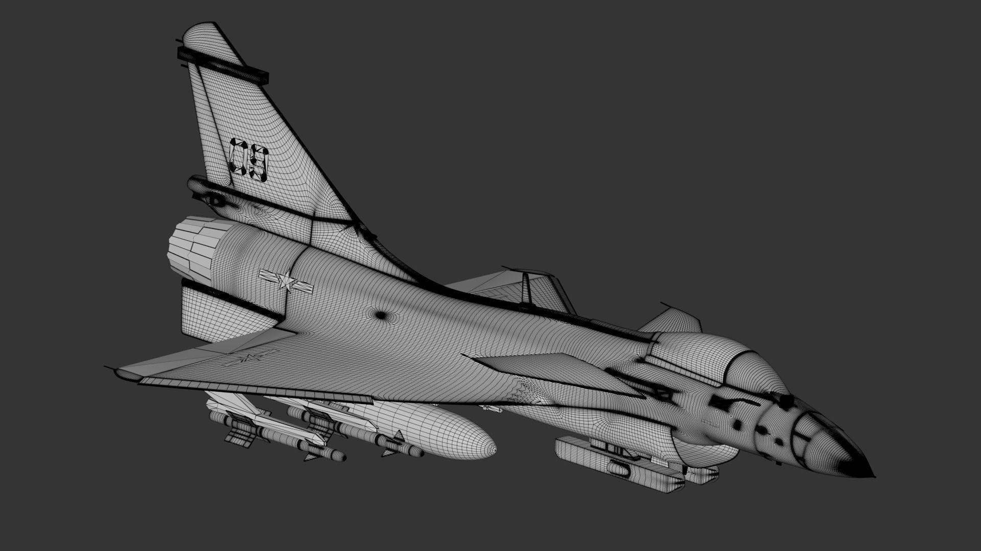 J-10 fighter jet White model Low-poly 3D model_1