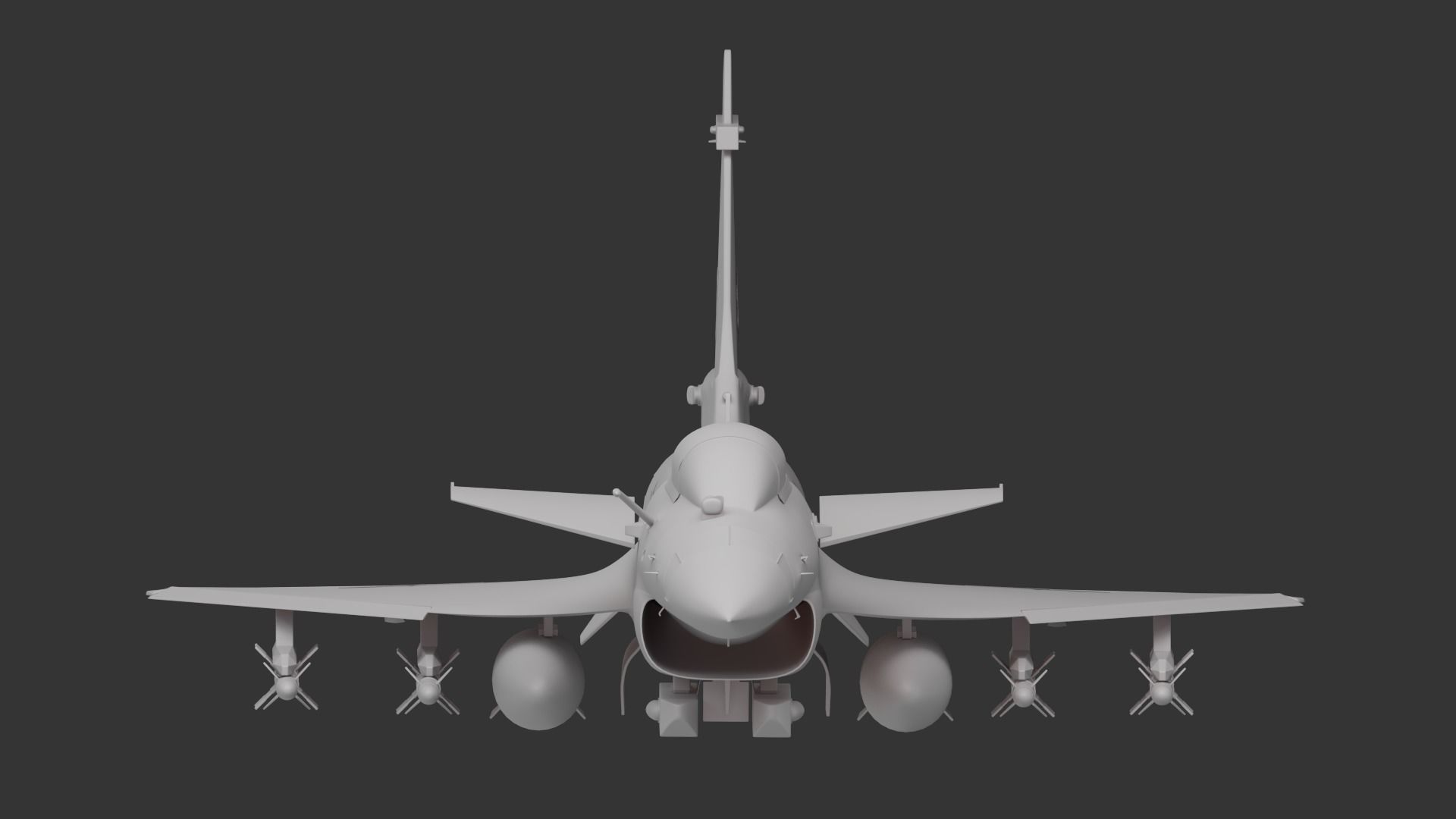 J-10 fighter jet White model Low-poly 3D model_4