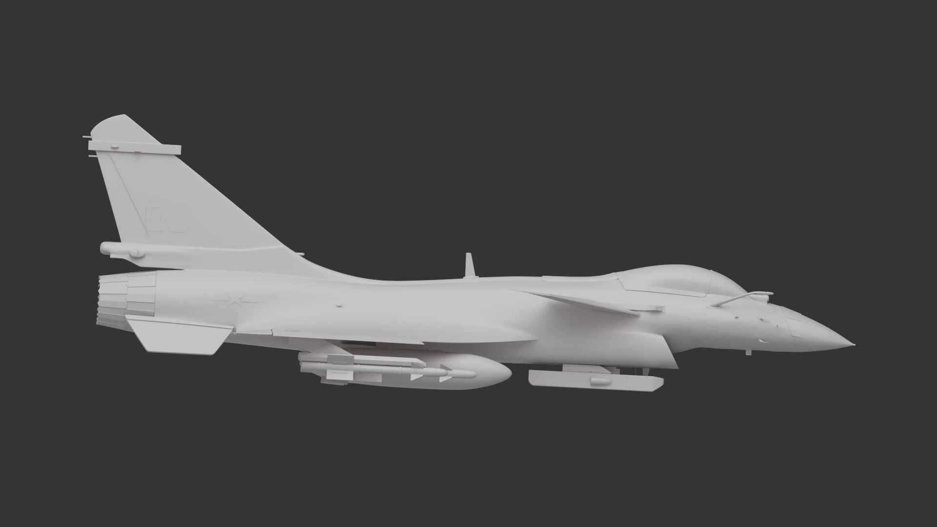 J-10 fighter jet White model Low-poly 3D model_2