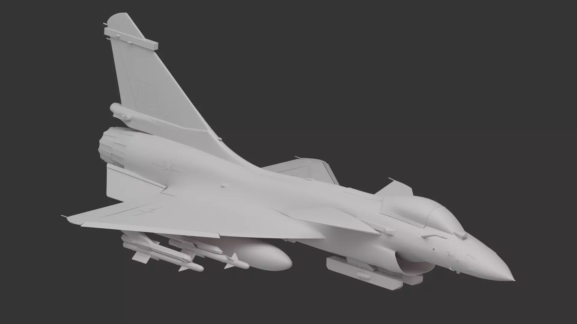 J-10 fighter jet White model Low-poly 3D model_0