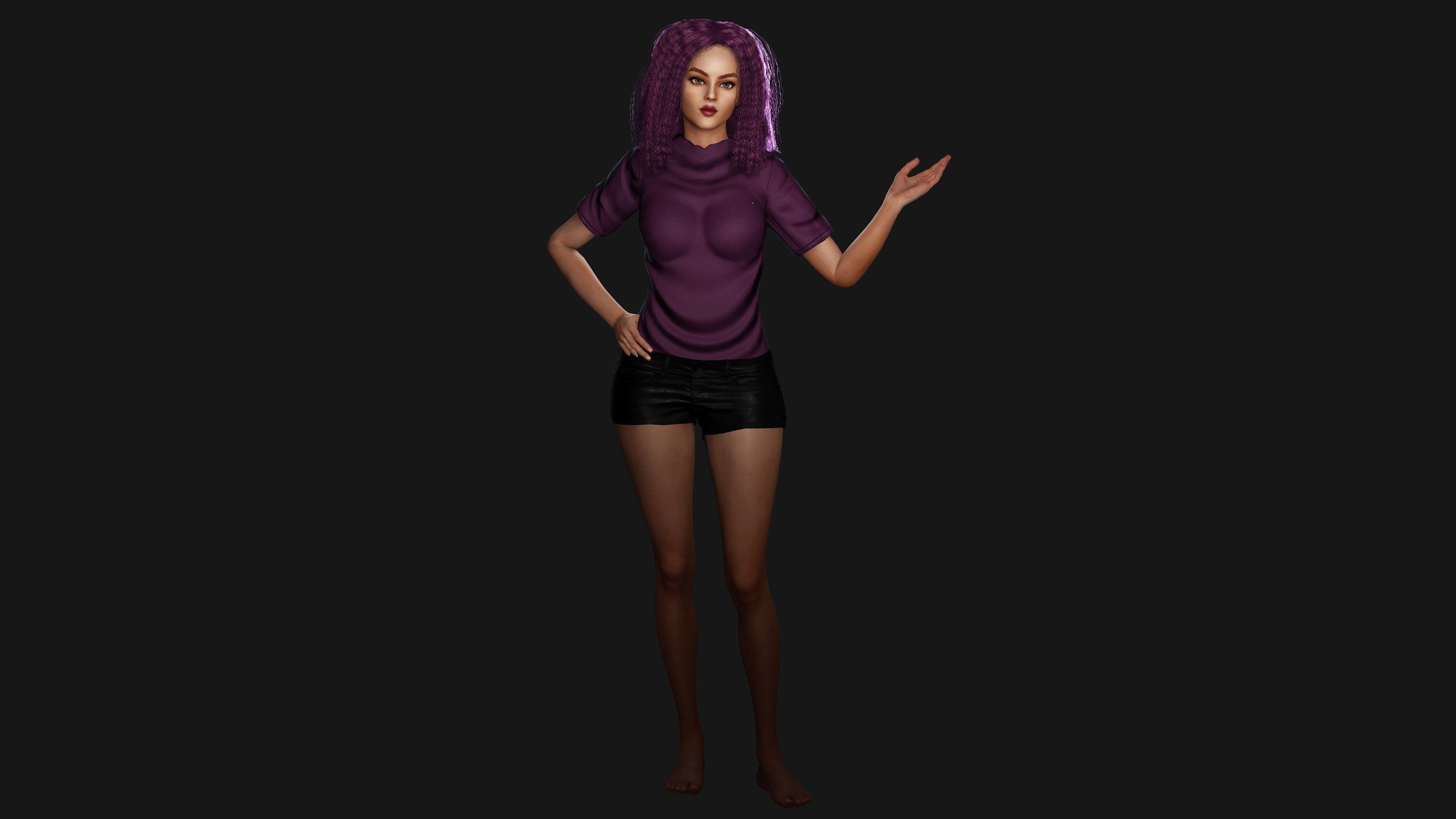 AAA 3D SKINY CURVY BARBIE STREET WEAR-REALISTIC RIGGED CHARACTER Low-poly 3D model_19