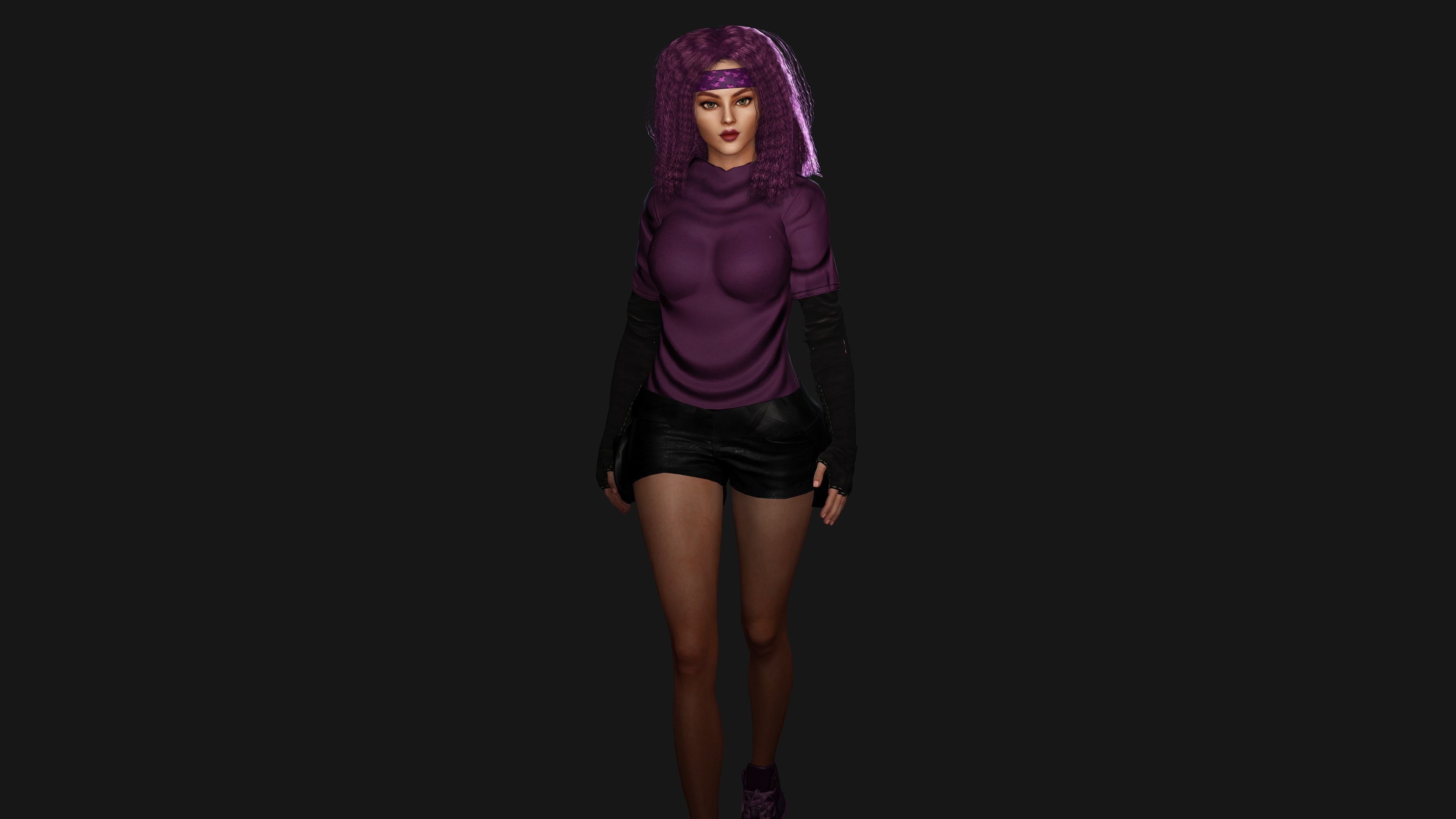 AAA 3D SKINY CURVY BARBIE STREET WEAR-REALISTIC RIGGED CHARACTER Low-poly 3D model_3