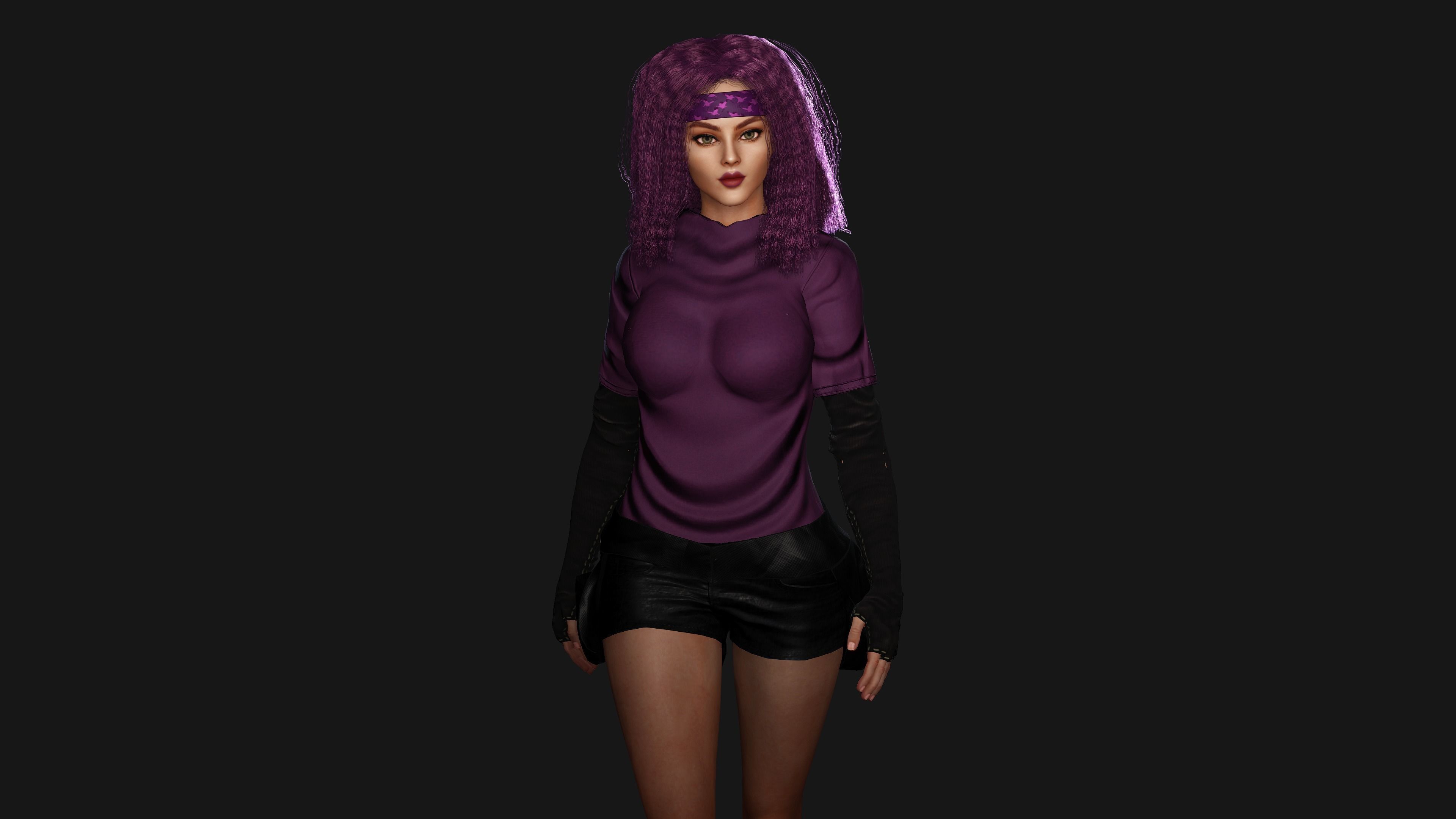 AAA 3D SKINY CURVY BARBIE STREET WEAR-REALISTIC RIGGED CHARACTER Low-poly 3D model_6