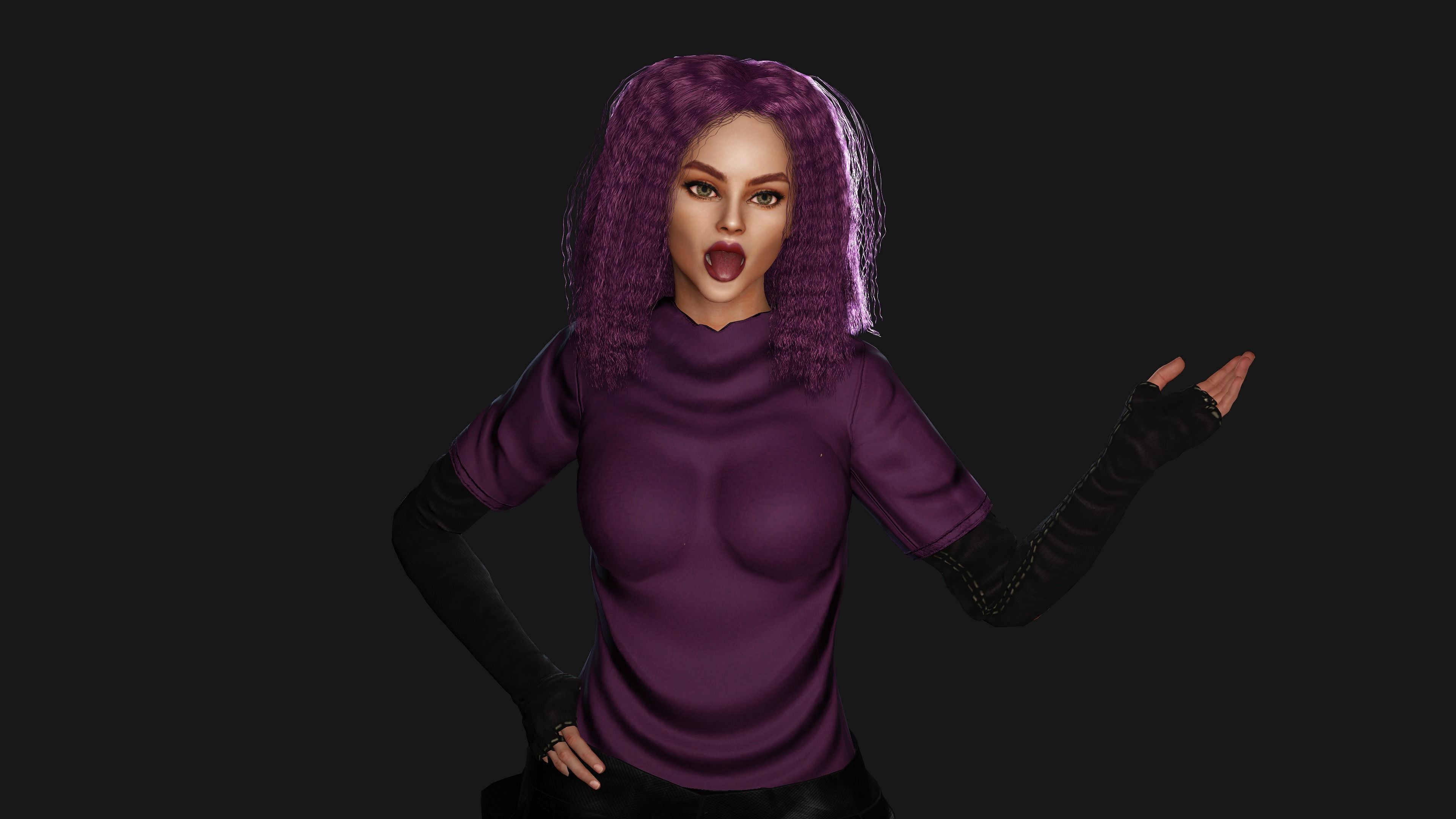 AAA 3D SKINY CURVY BARBIE STREET WEAR-REALISTIC RIGGED CHARACTER Low-poly 3D model_14