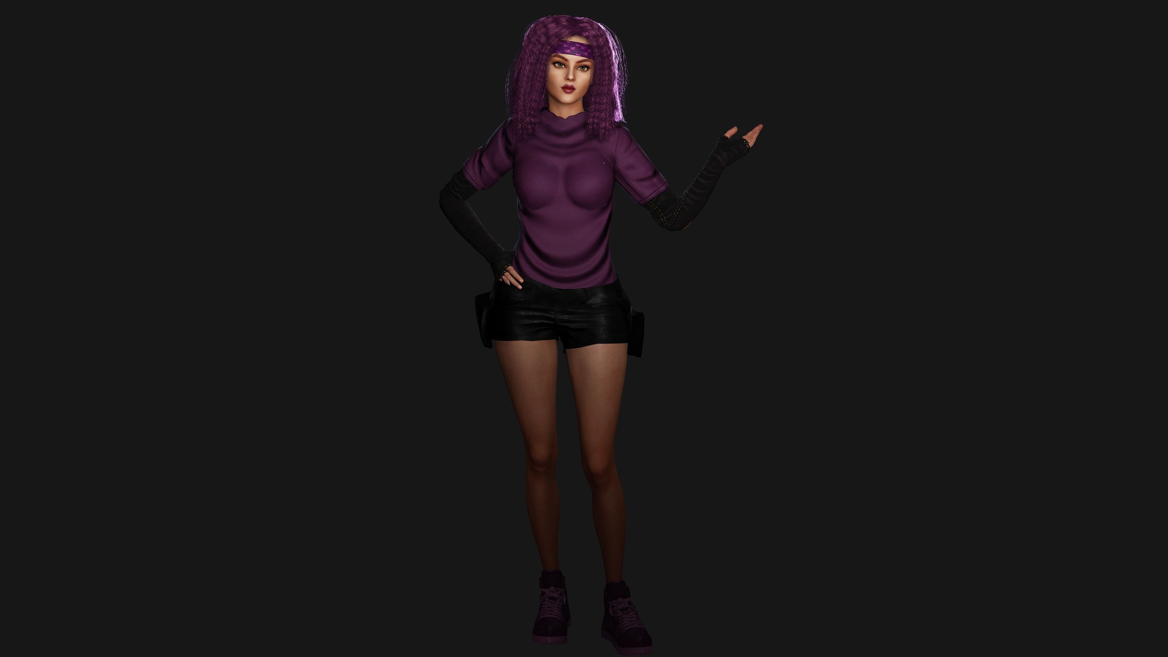AAA 3D SKINY CURVY BARBIE STREET WEAR-REALISTIC RIGGED CHARACTER Low-poly 3D model_15