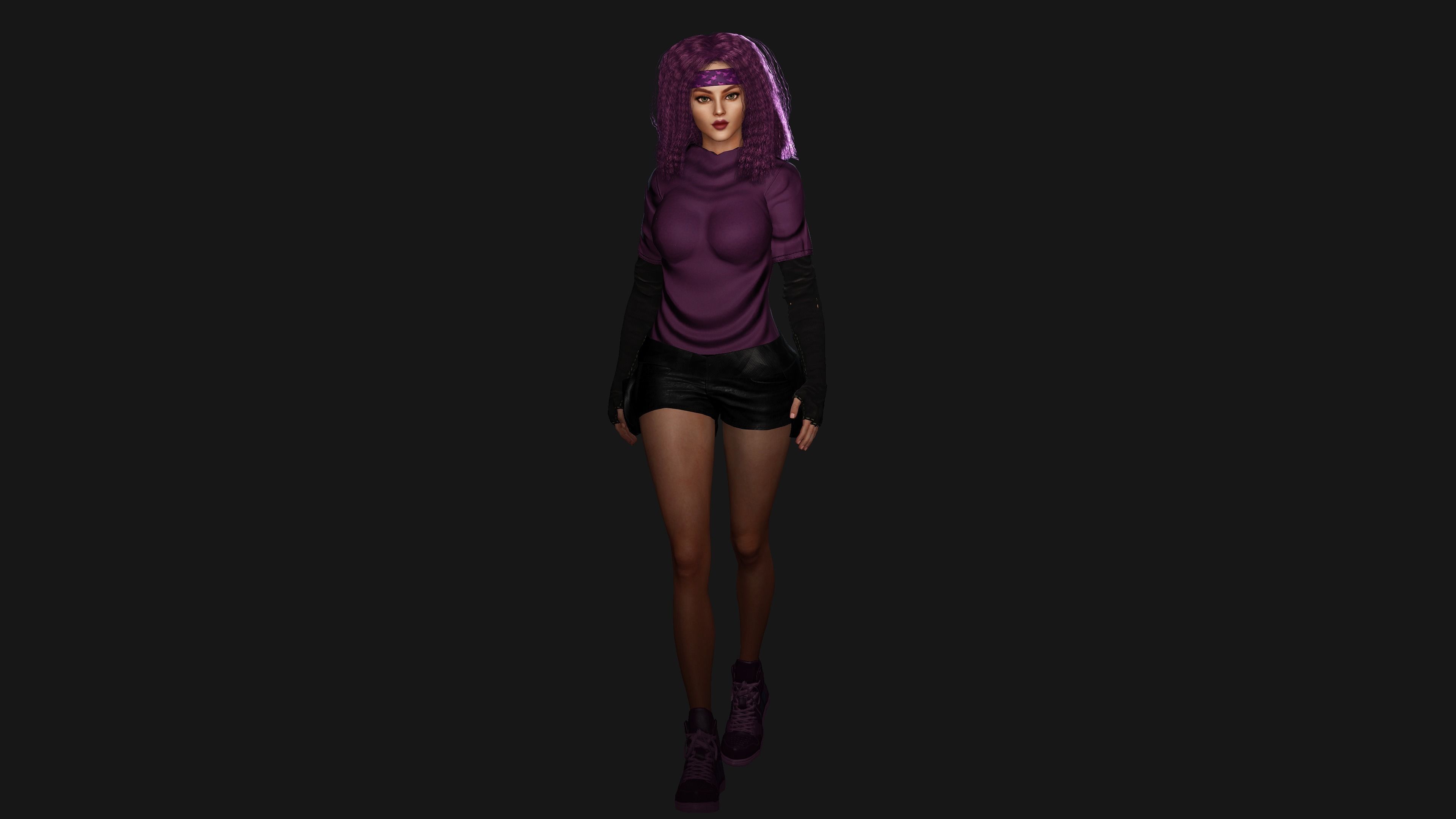 AAA 3D SKINY CURVY BARBIE STREET WEAR-REALISTIC RIGGED CHARACTER Low-poly 3D model_2
