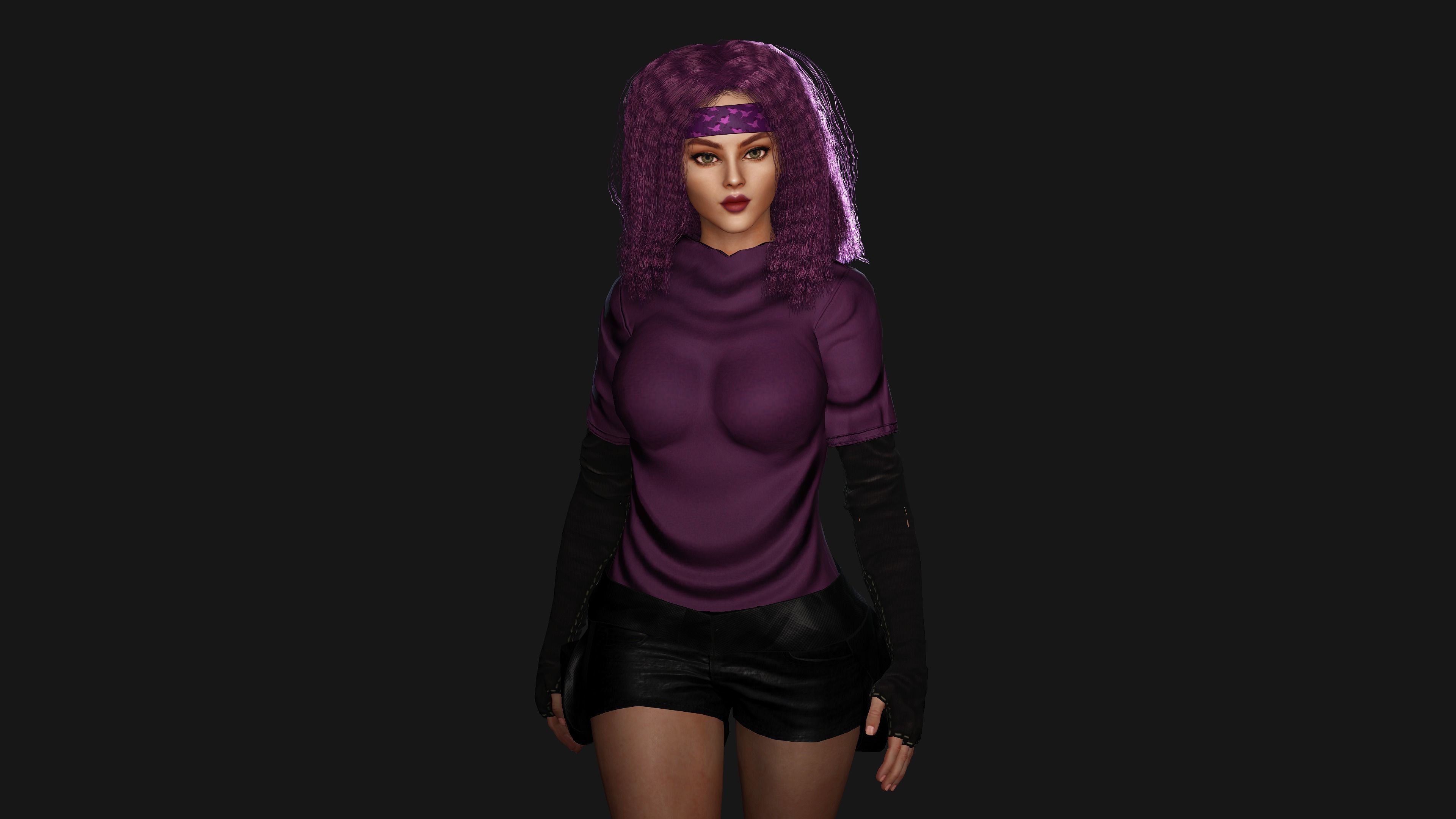 AAA 3D SKINY CURVY BARBIE STREET WEAR-REALISTIC RIGGED CHARACTER Low-poly 3D model_7