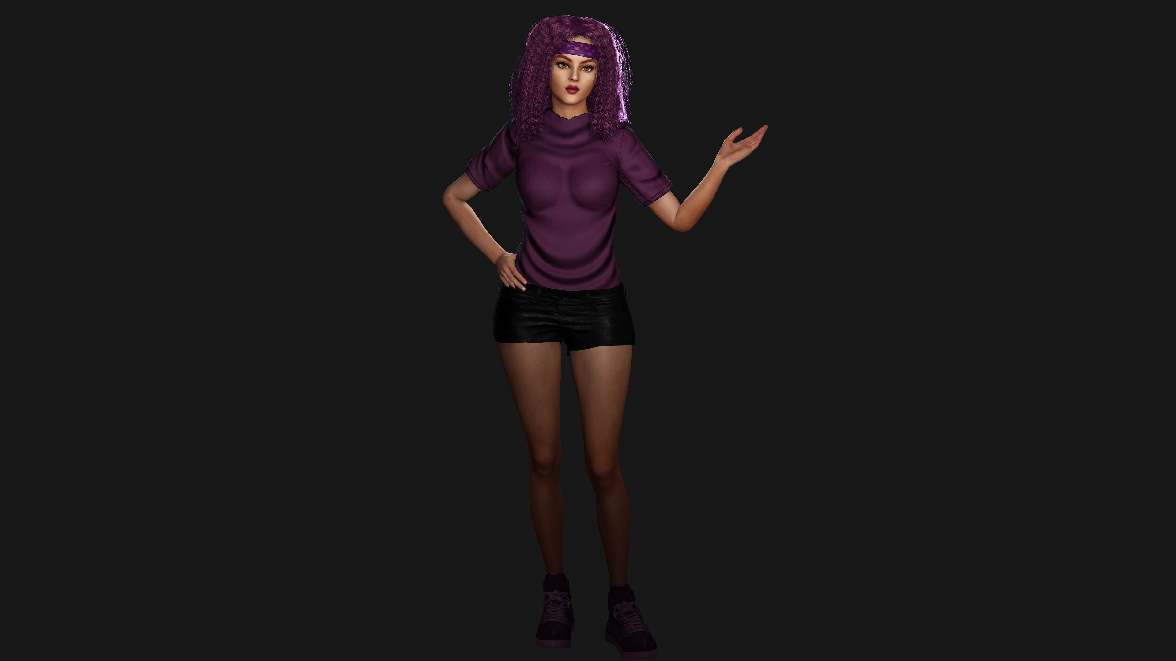 AAA 3D SKINY CURVY BARBIE STREET WEAR-REALISTIC RIGGED CHARACTER Low-poly 3D model_17