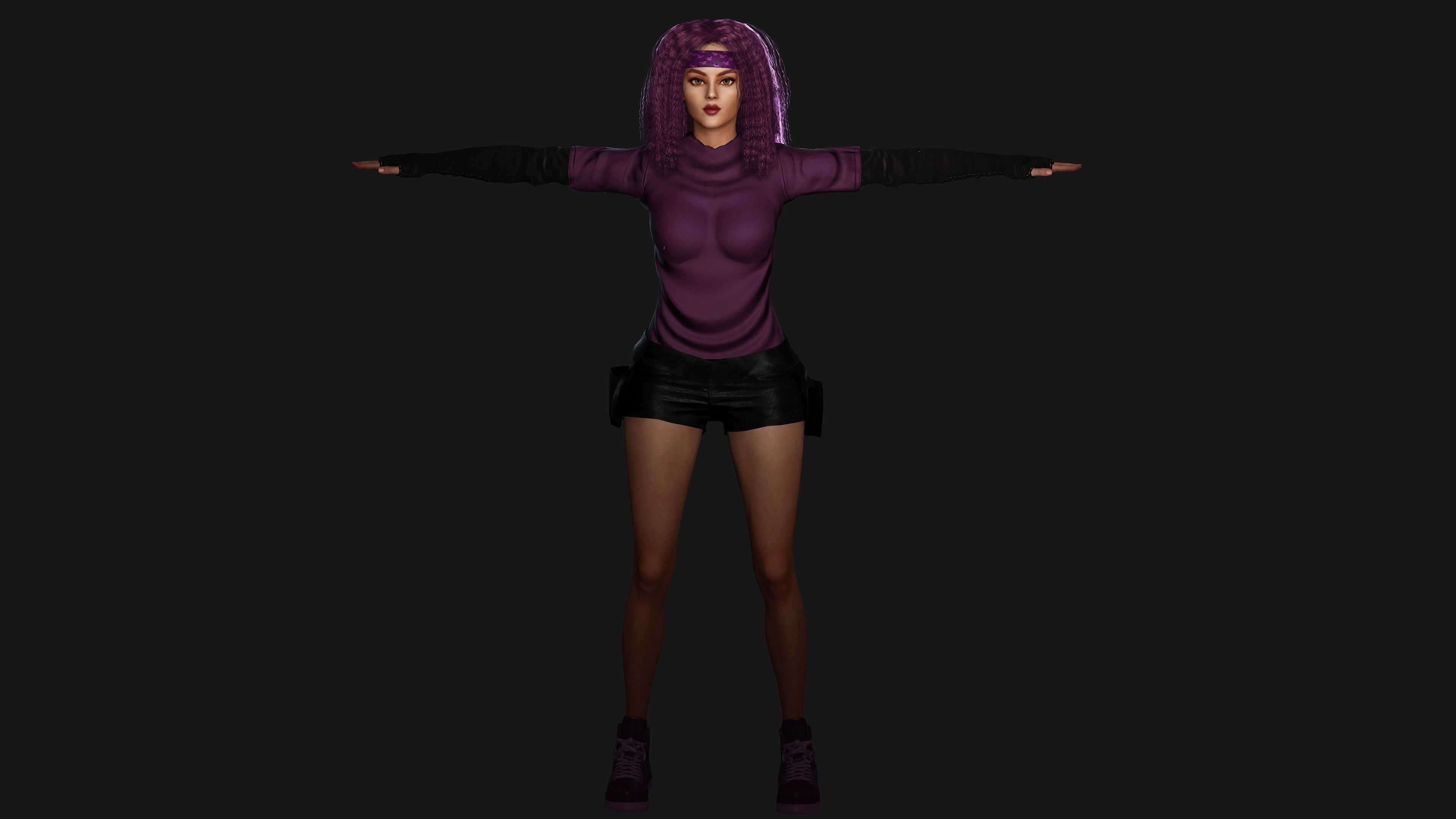 AAA 3D SKINY CURVY BARBIE STREET WEAR-REALISTIC RIGGED CHARACTER Low-poly 3D model_20