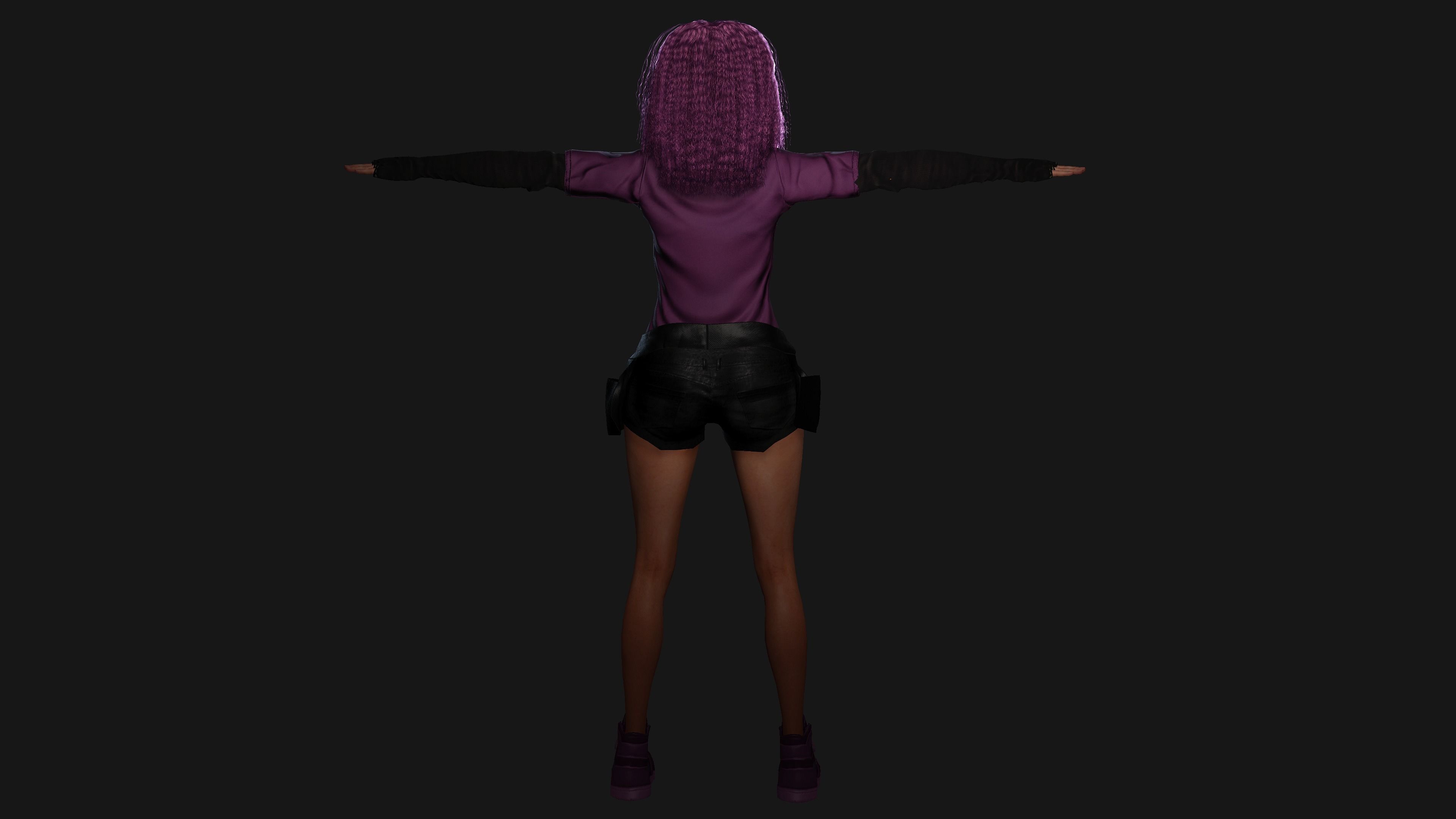 AAA 3D SKINY CURVY BARBIE STREET WEAR-REALISTIC RIGGED CHARACTER Low-poly 3D model_21