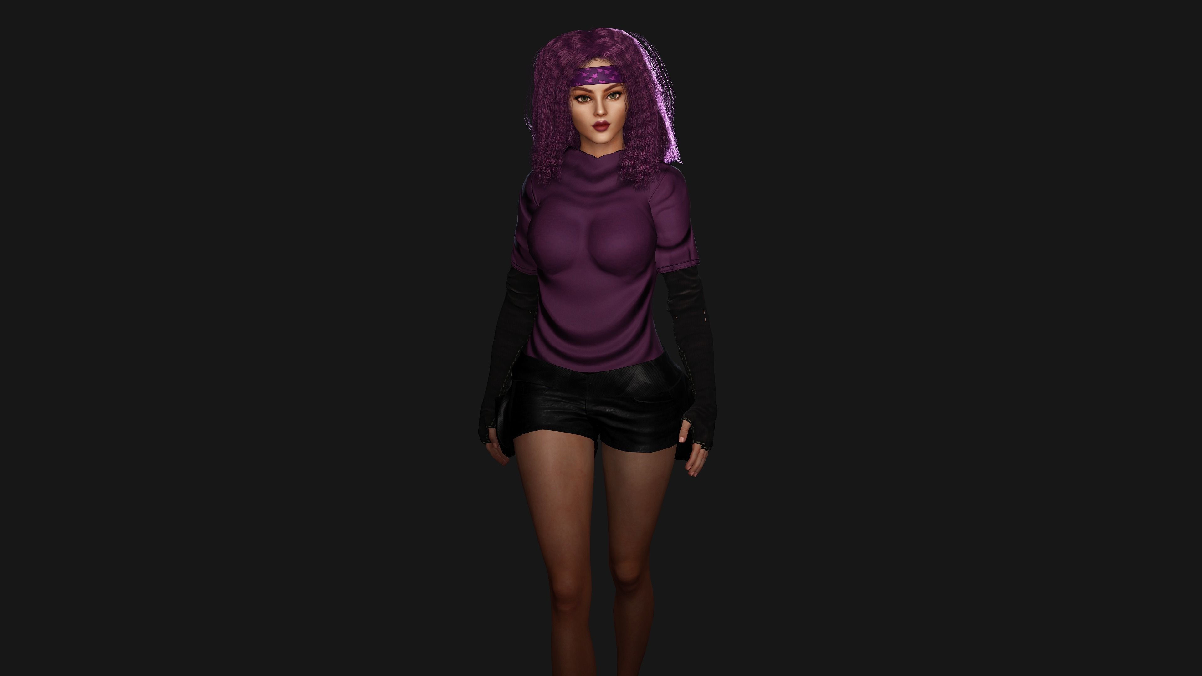 AAA 3D SKINY CURVY BARBIE STREET WEAR-REALISTIC RIGGED CHARACTER Low-poly 3D model_4