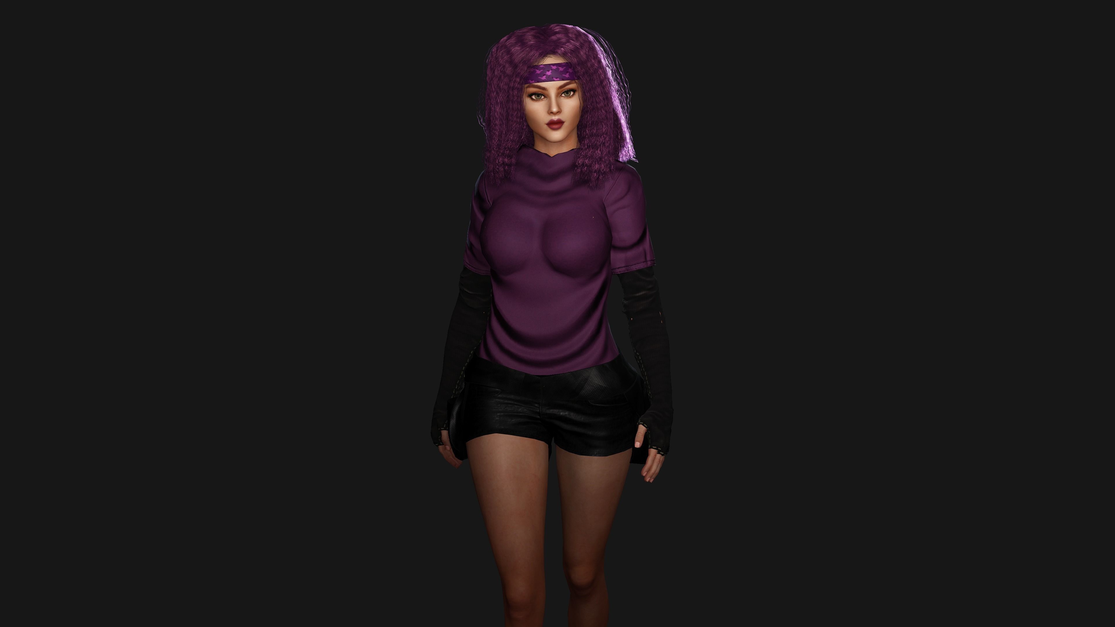 AAA 3D SKINY CURVY BARBIE STREET WEAR-REALISTIC RIGGED CHARACTER Low-poly 3D model_5