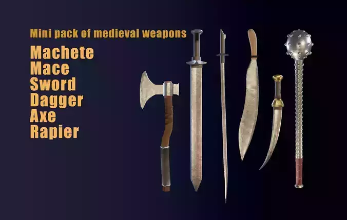Mini pack medieval weapon LowPoly