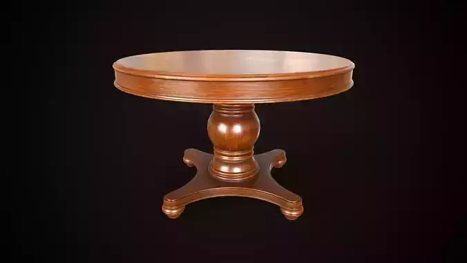 Round vintage table Low-poly 3D model