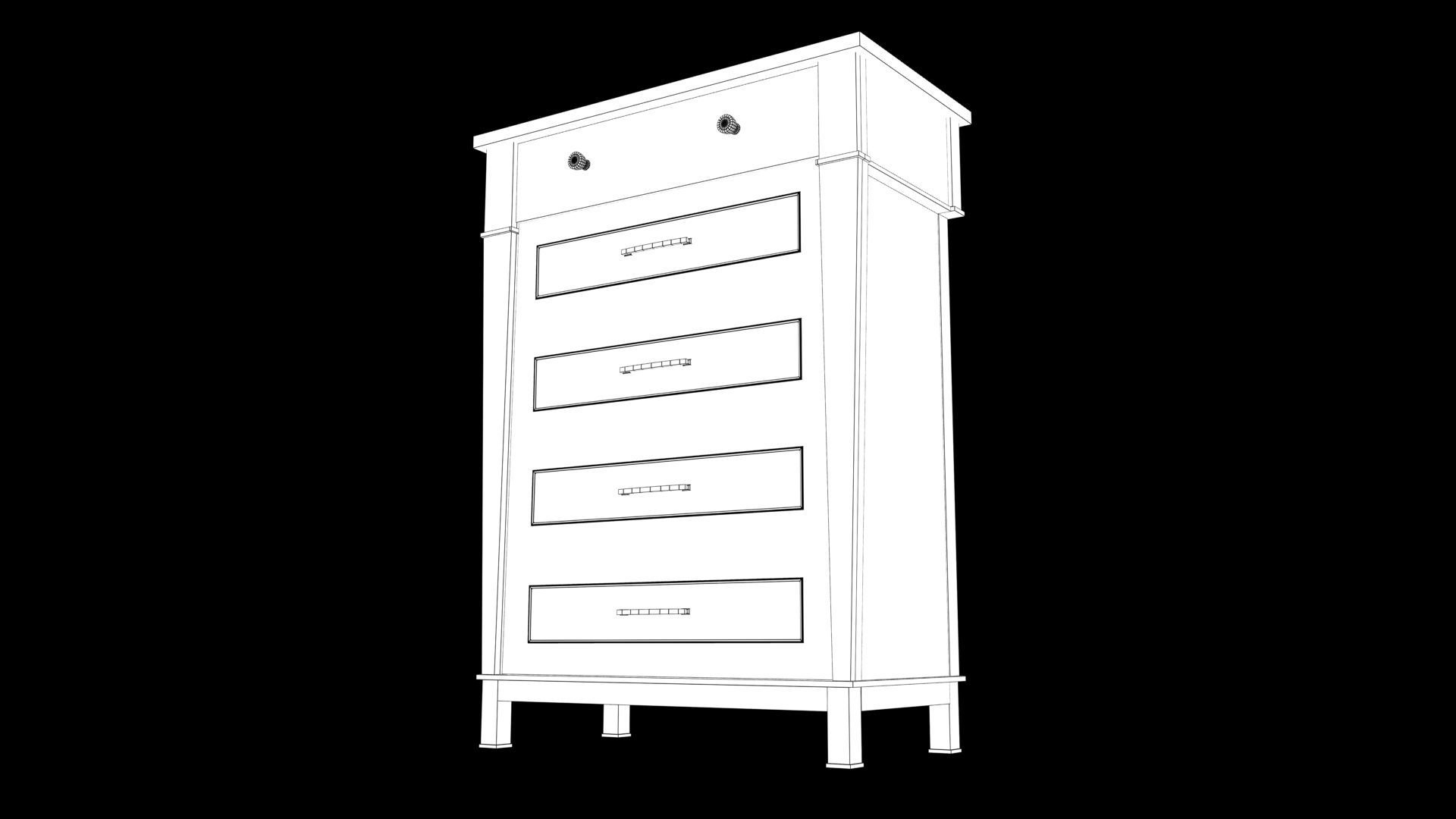 Cabinet Low-poly 3D model_7