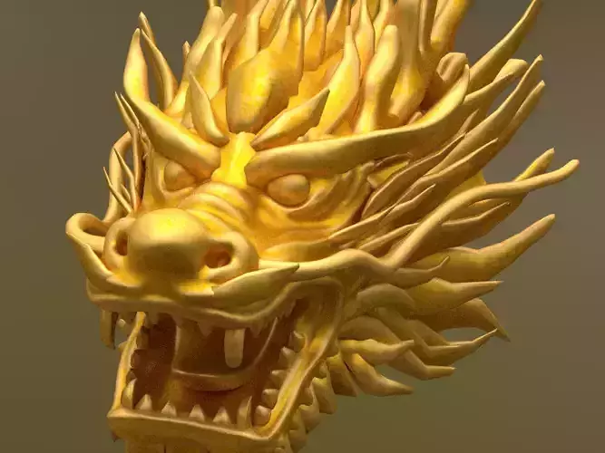  head  Divine Dragon  dragon statue ancient dragon CG model 3D model