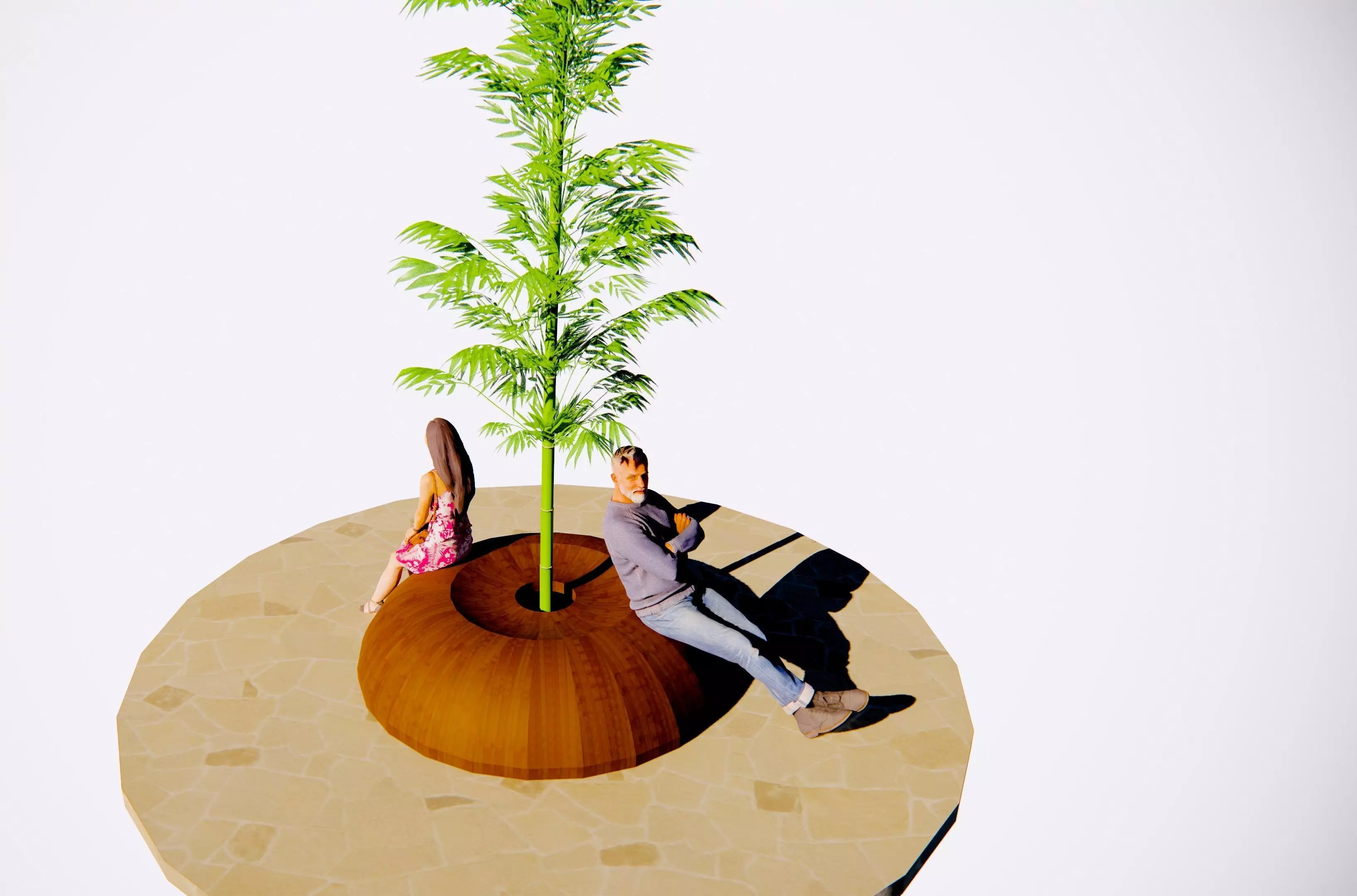 Designer public bench 3D model