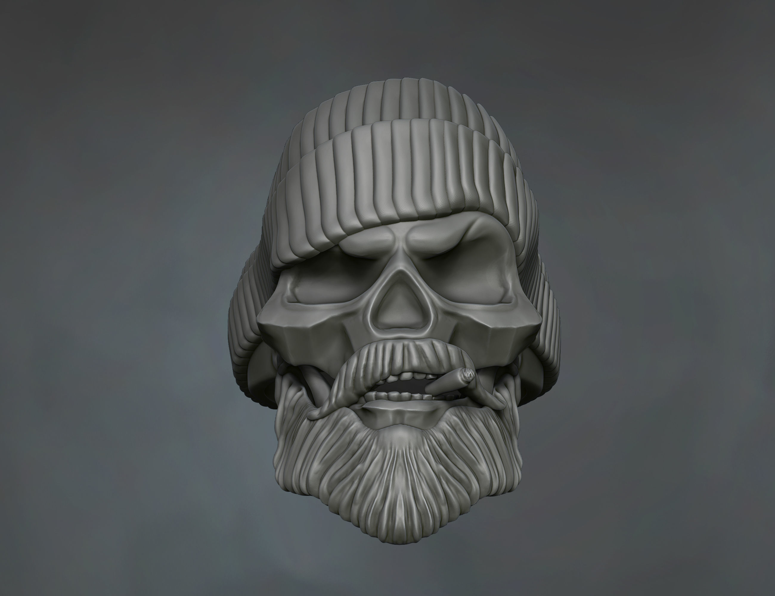 skull ring for men 3D print model_3