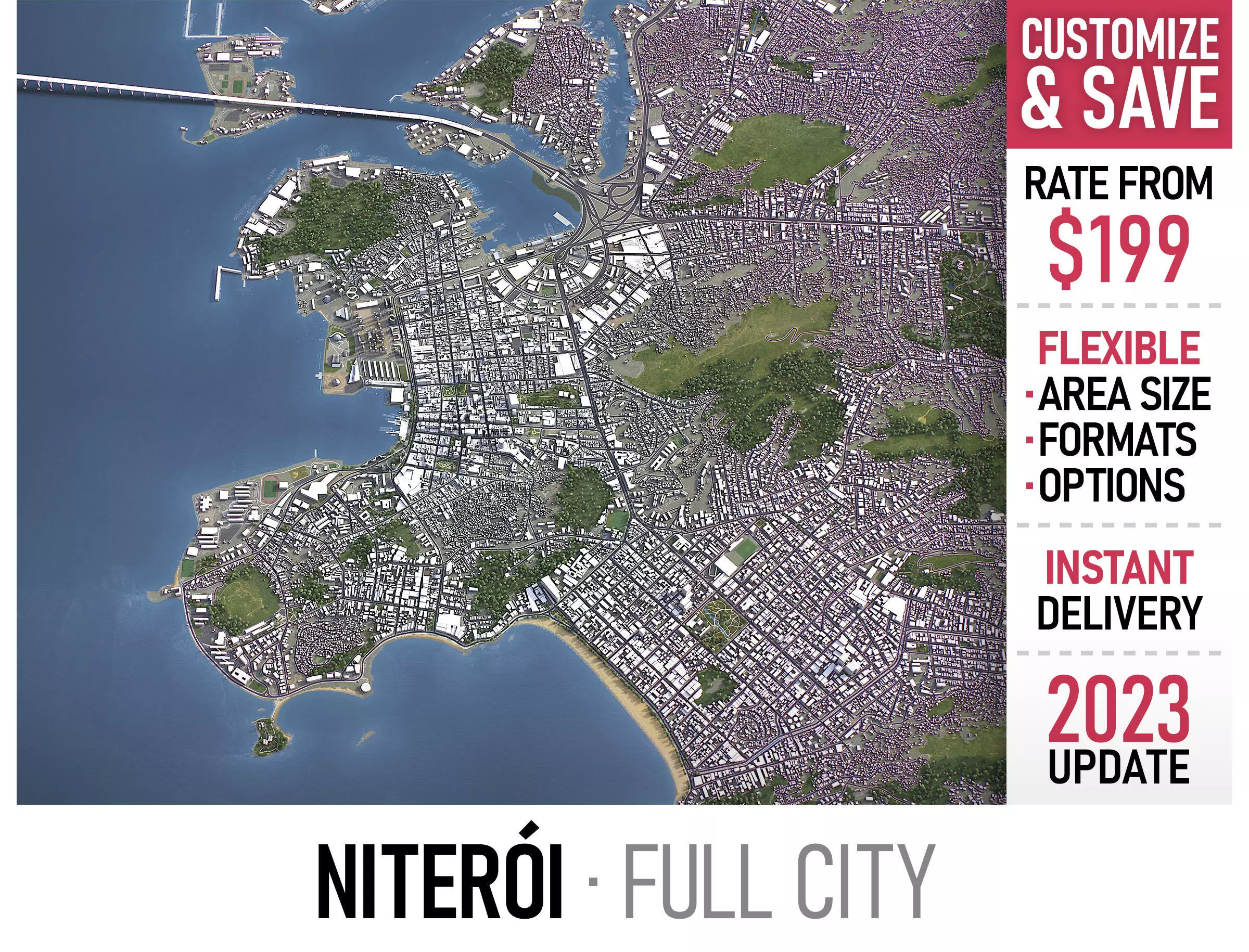 Niteroi - 3D City Model Low-poly 3D model_0