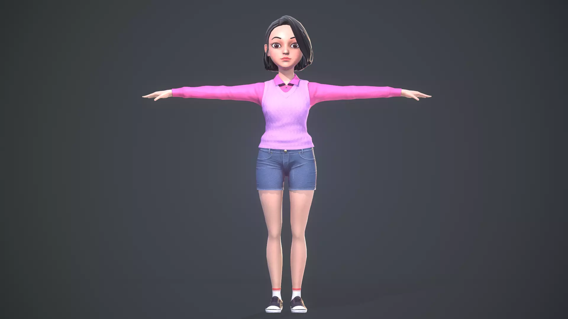 Stylized Girl - Rigged Low-poly 3D model