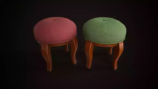 Round Stool Low-poly 3D model