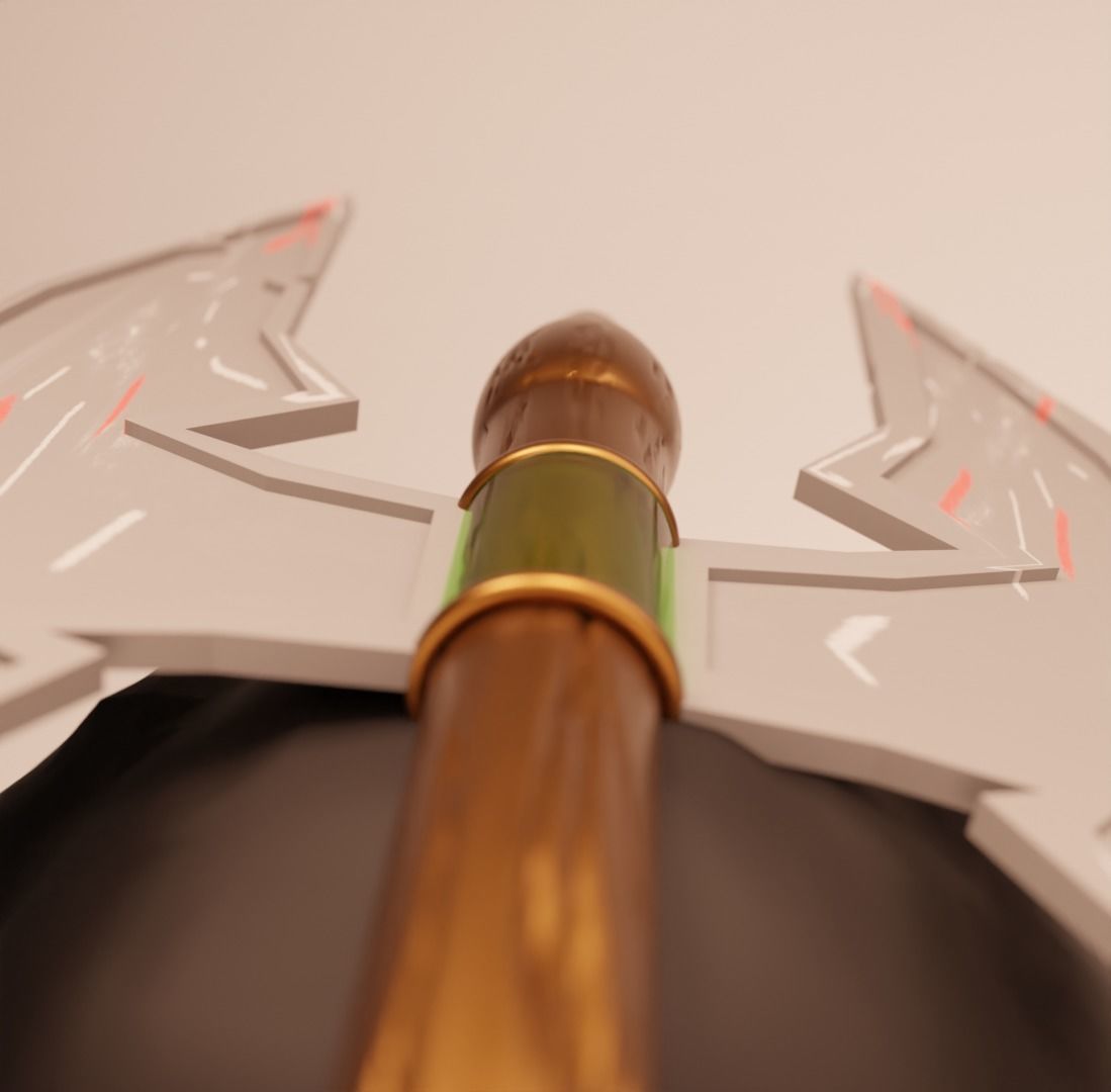 game fantasy axe Free low-poly 3D model_3