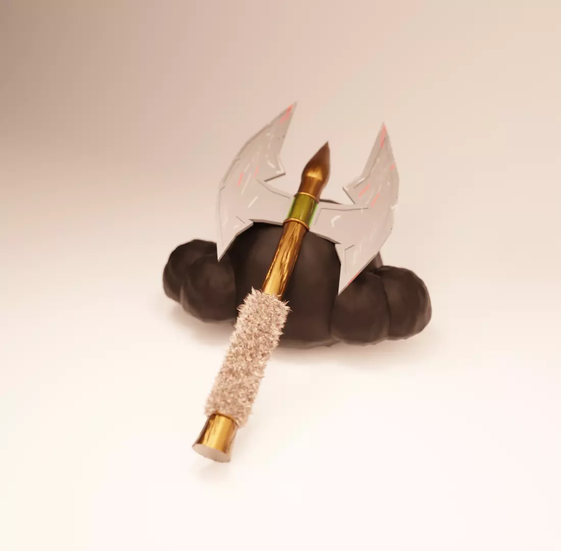 game fantasy axe Free low-poly 3D model_0