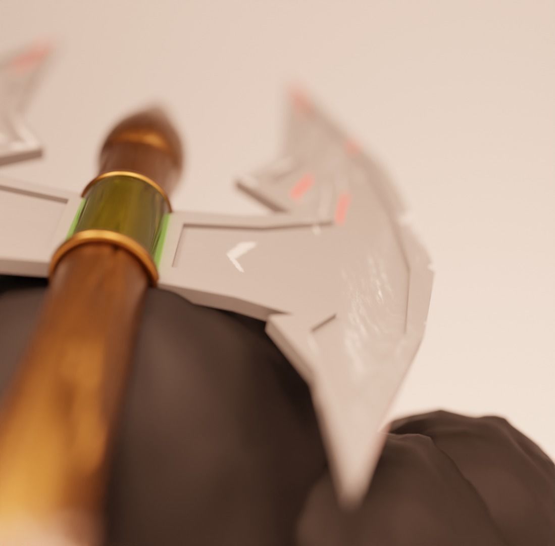 game fantasy axe Free low-poly 3D model_4