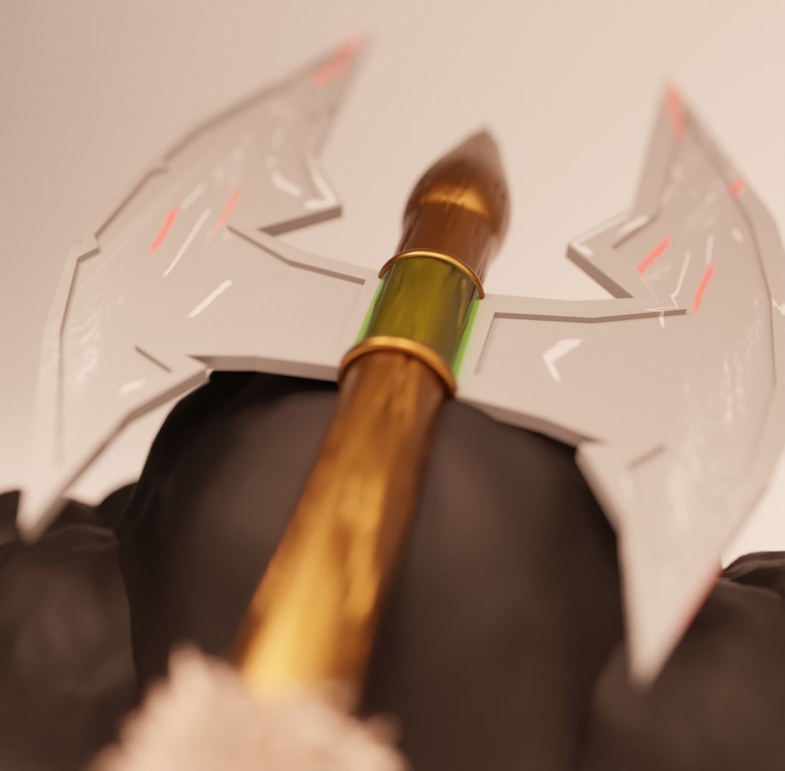 game fantasy axe Free low-poly 3D model_2