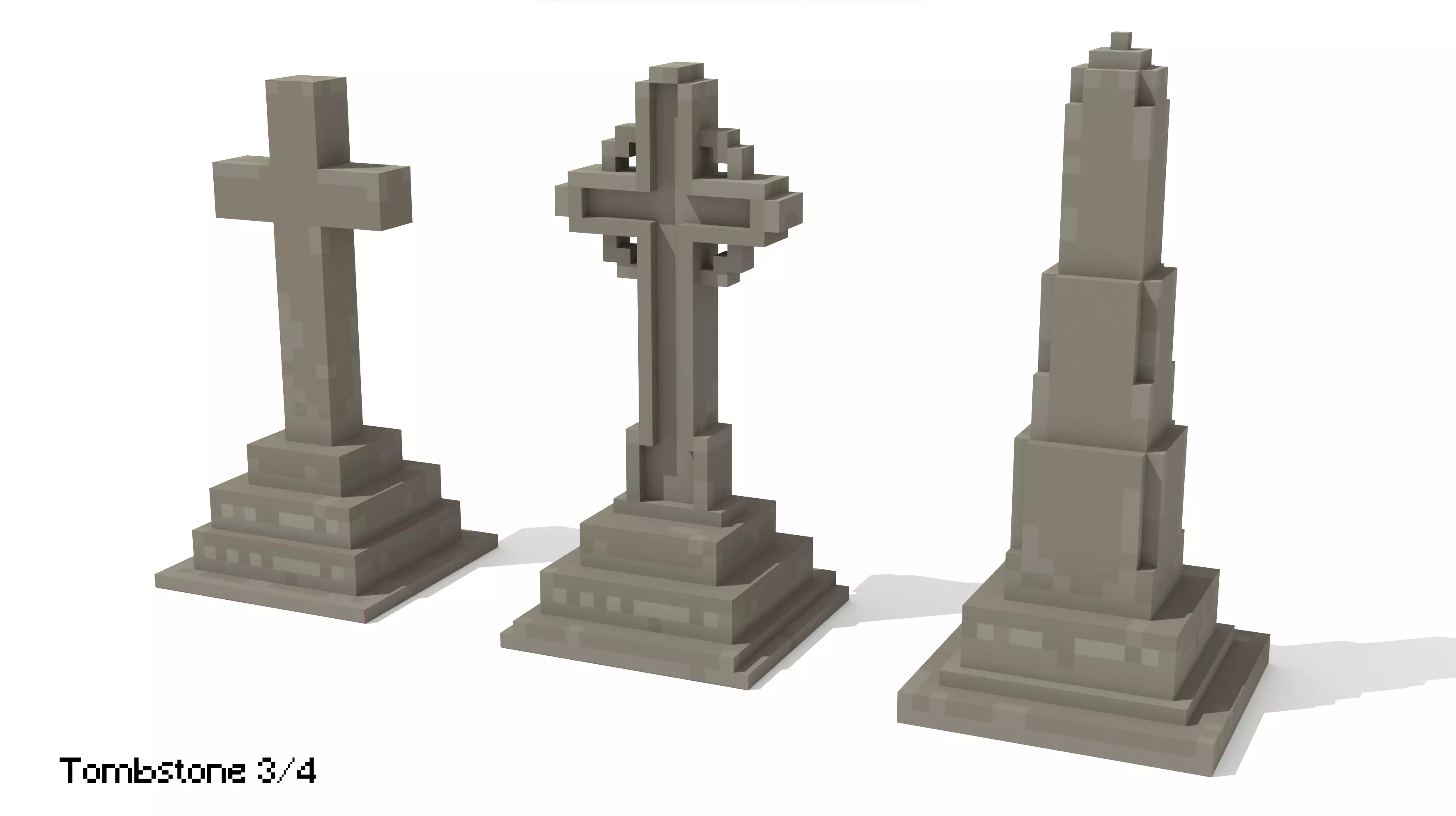 Voxel Tombstone Set 1 3D model_0