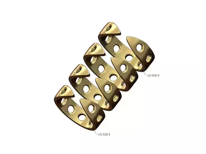 Perforated wide claw fashion band US sizes 6to9