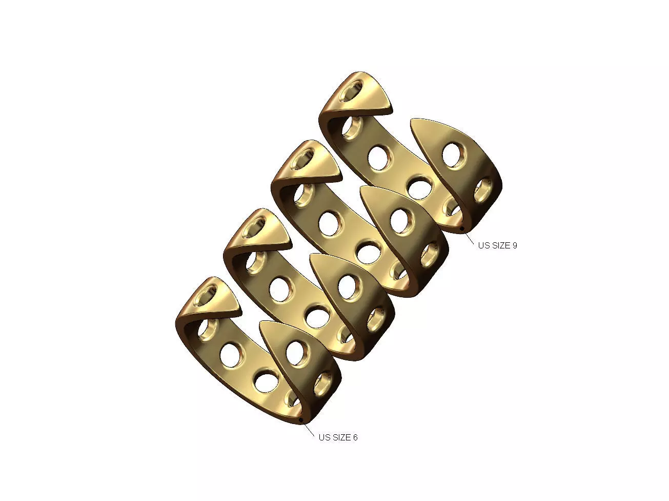 Perforated wide claw fashion band US sizes 6to9 3D print model