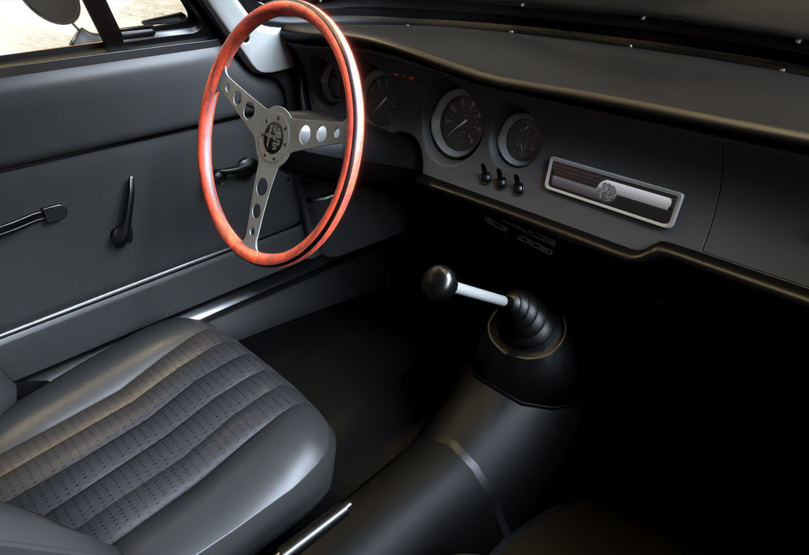  Alfa Romeo Giulia Sprint GTA Stradale 1965 Free low-poly 3D model_5