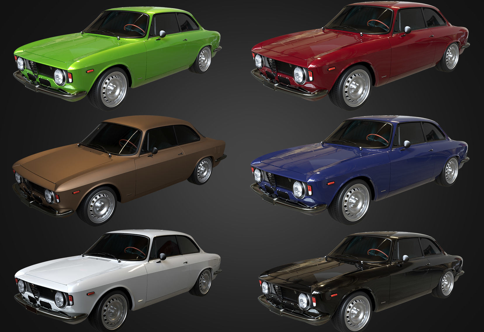  Alfa Romeo Giulia Sprint GTA Stradale 1965 Free low-poly 3D model_1