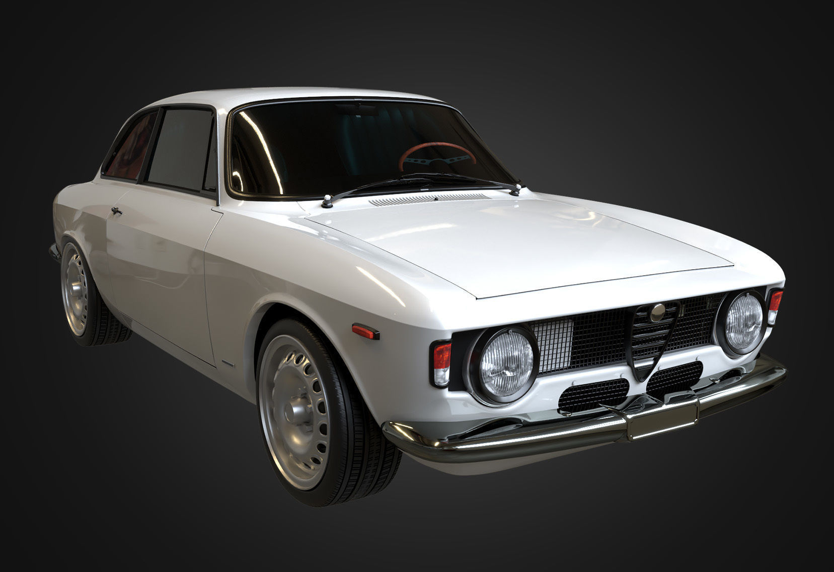  Alfa Romeo Giulia Sprint GTA Stradale 1965 Free low-poly 3D model_3