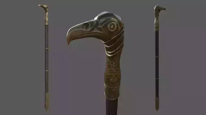  Assassins Creed Cane Sword Low-poly 3D model