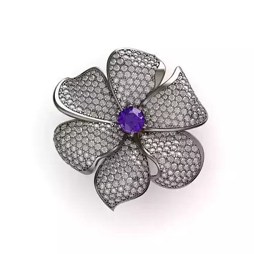 Large Flower Diamond Cocktail Ring CR 5