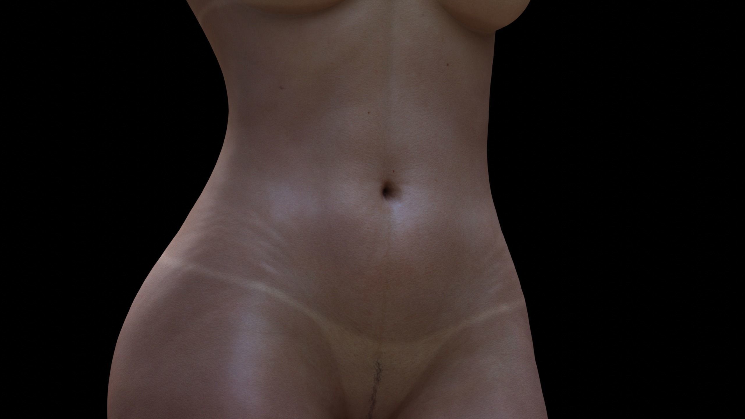 Realistic Nude Girl Rigged Low-poly 3D model_2
