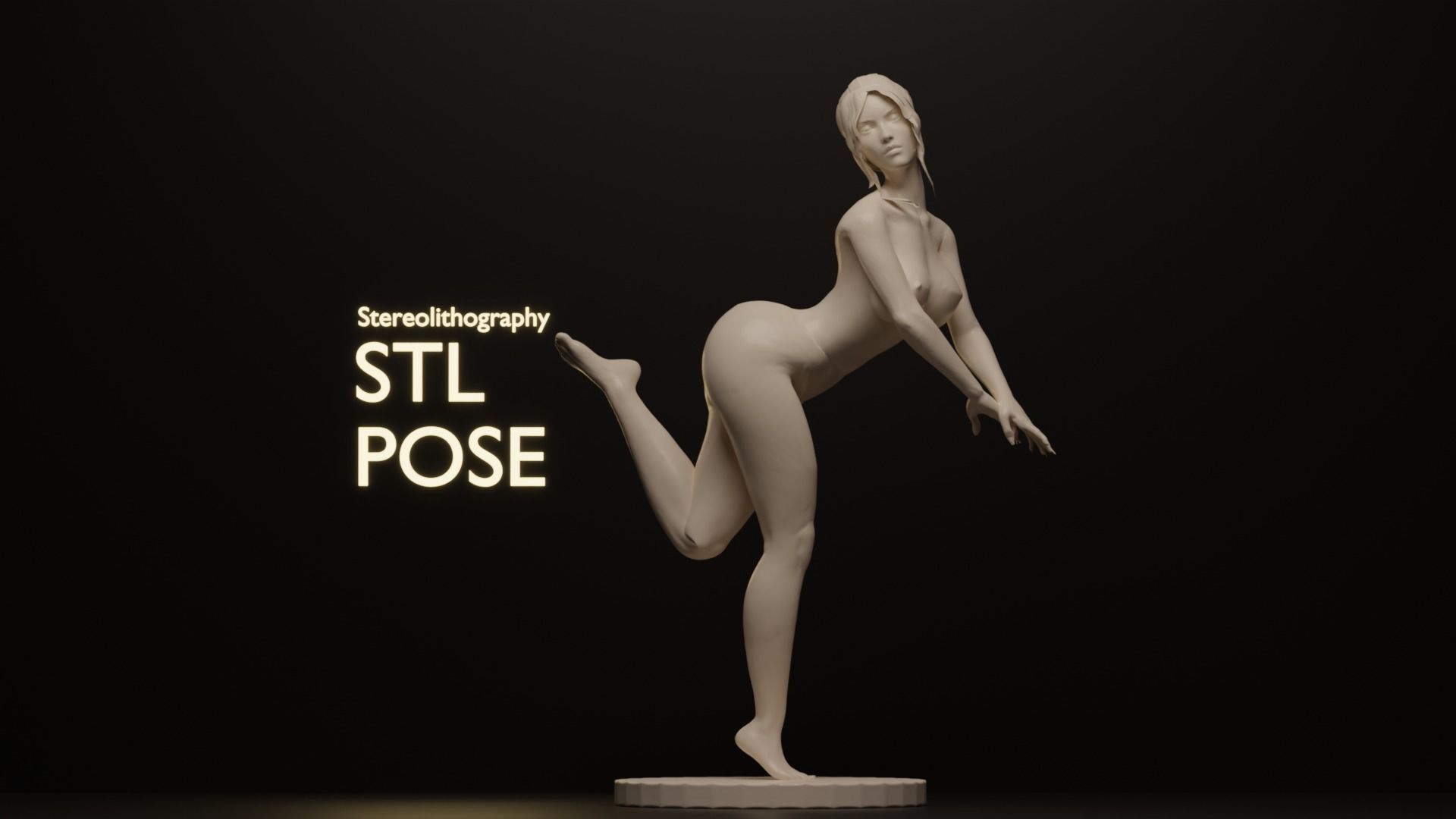 Realistic Nude Girl Rigged Low-poly 3D model_8