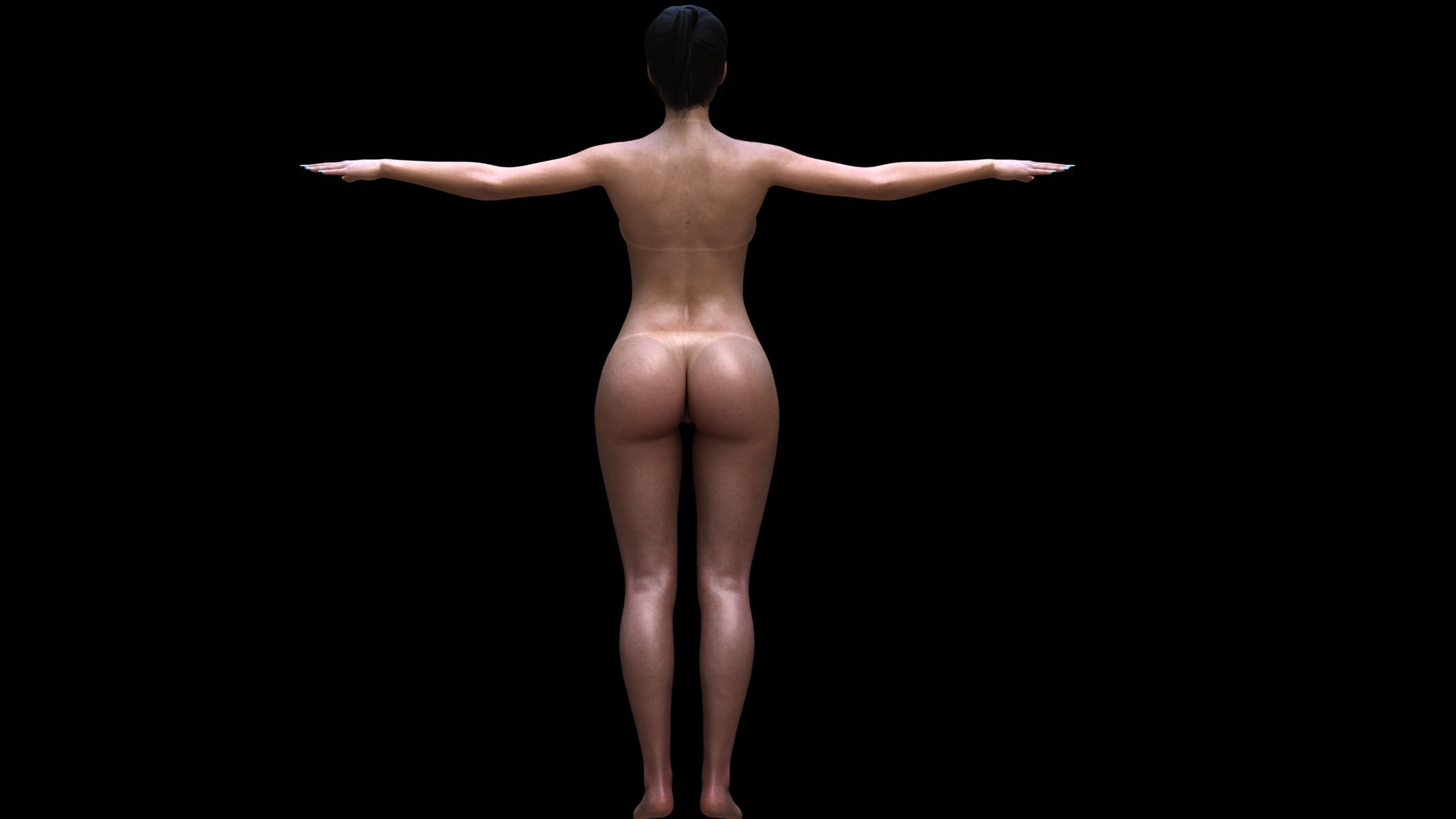 Realistic Nude Girl Rigged Low-poly 3D model_7