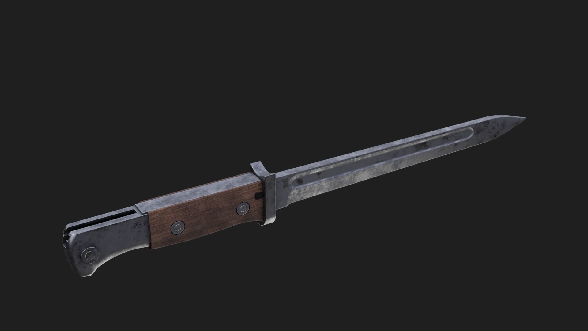 German bayonet Seitengewehr   S84 98 Low-poly 3D model_1