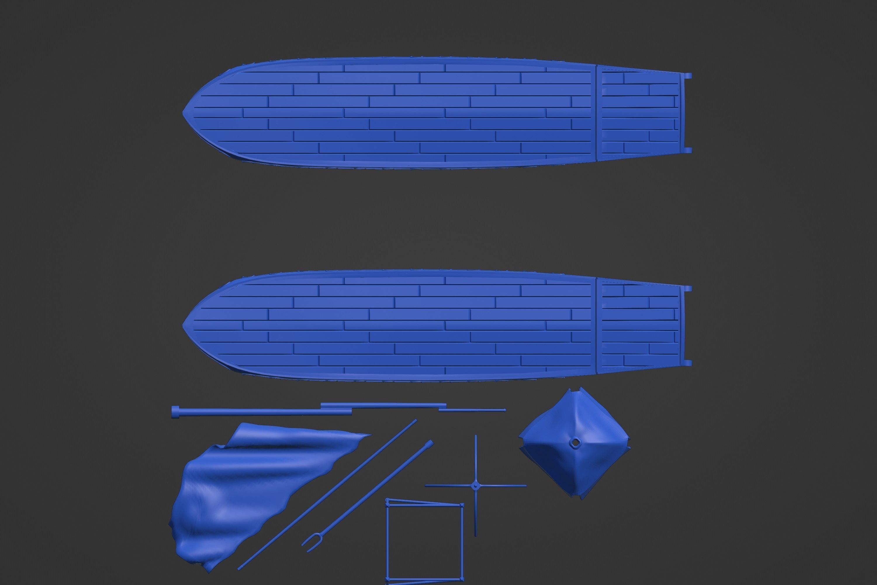 Vintage dutch river barge 3d print - two hulls 3D print model_9