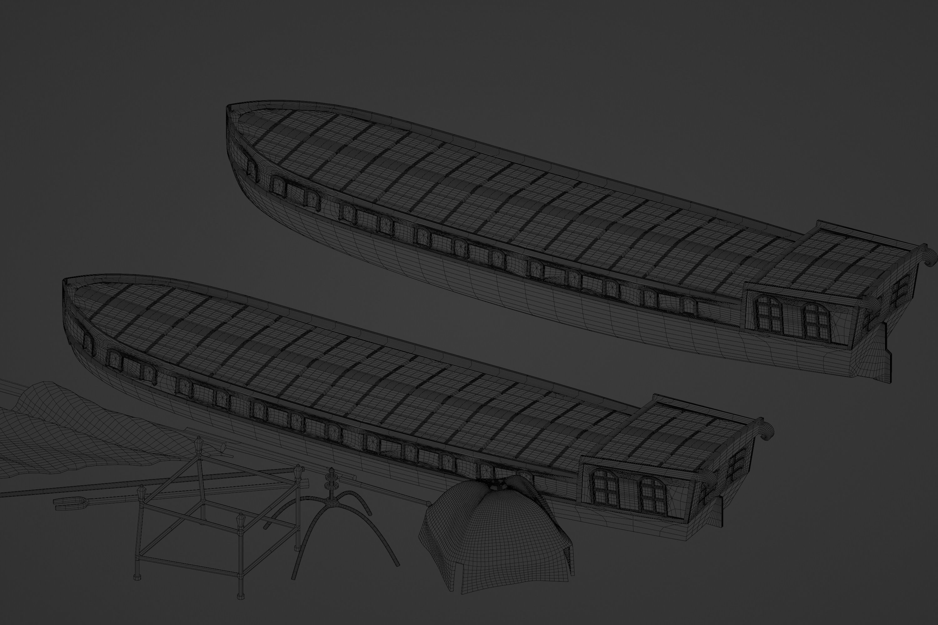 Vintage dutch river barge 3d print - two hulls 3D print model_8