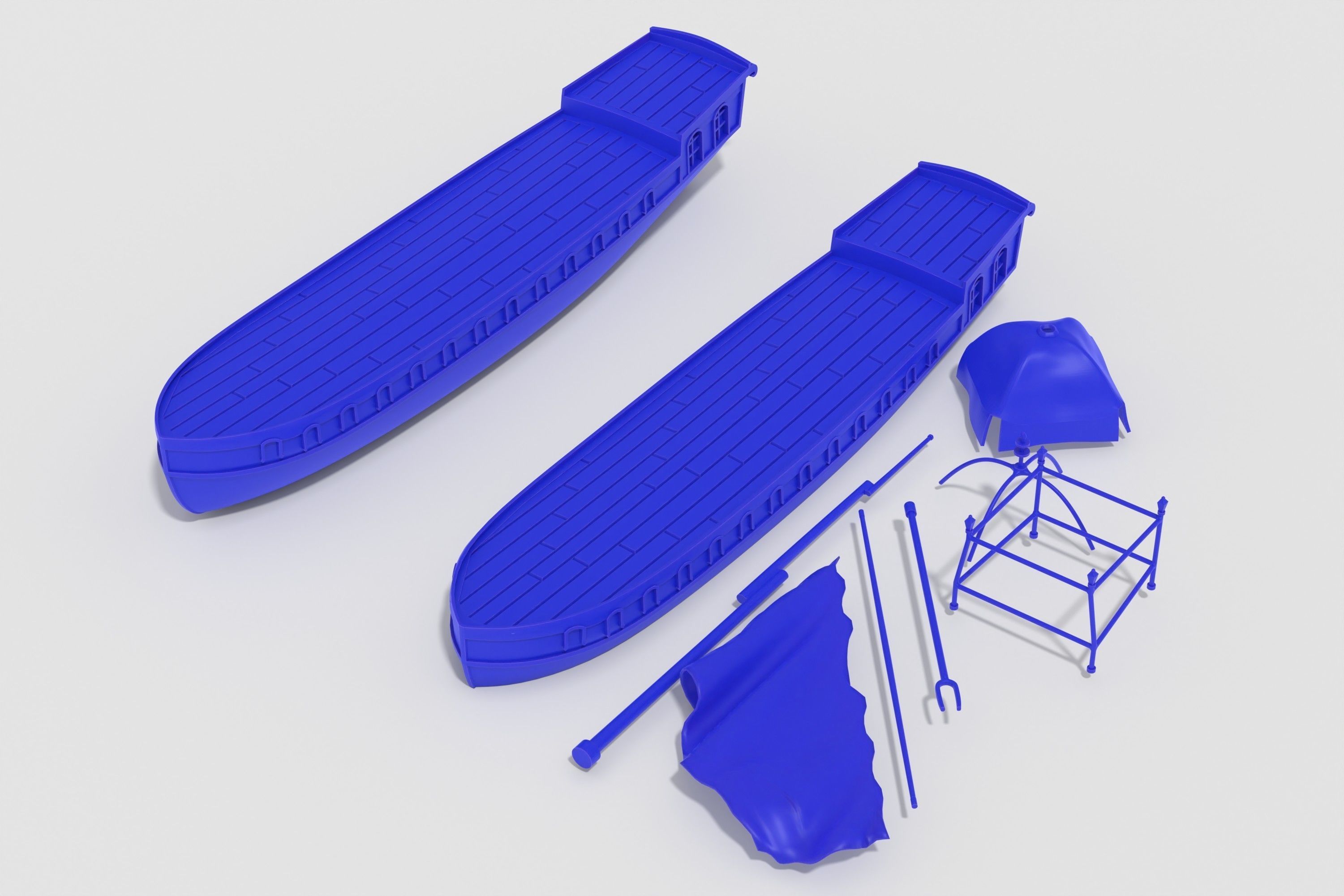 Vintage dutch river barge 3d print - two hulls 3D print model_1