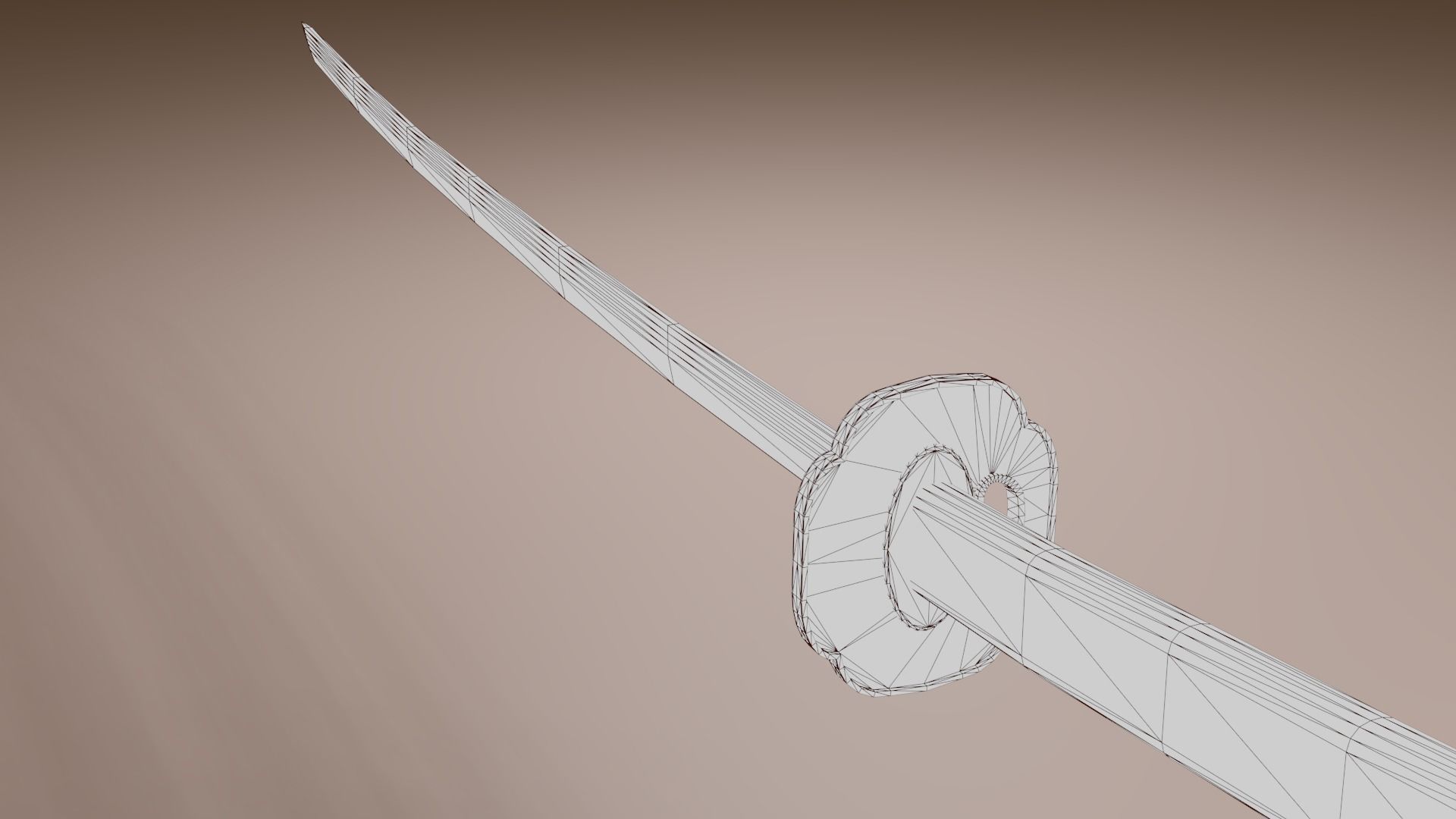 Samurai sword Low-poly 3D model_7