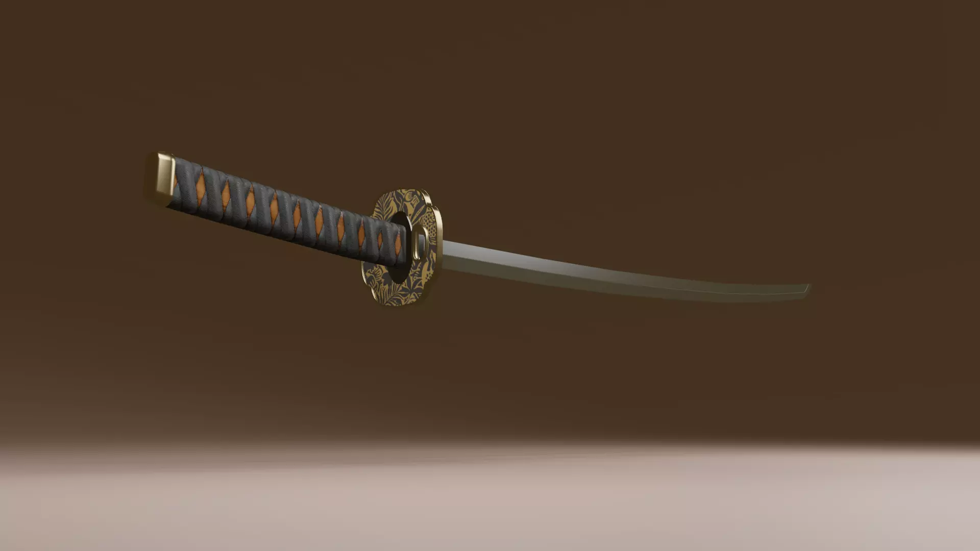 Samurai sword Low-poly 3D model_0